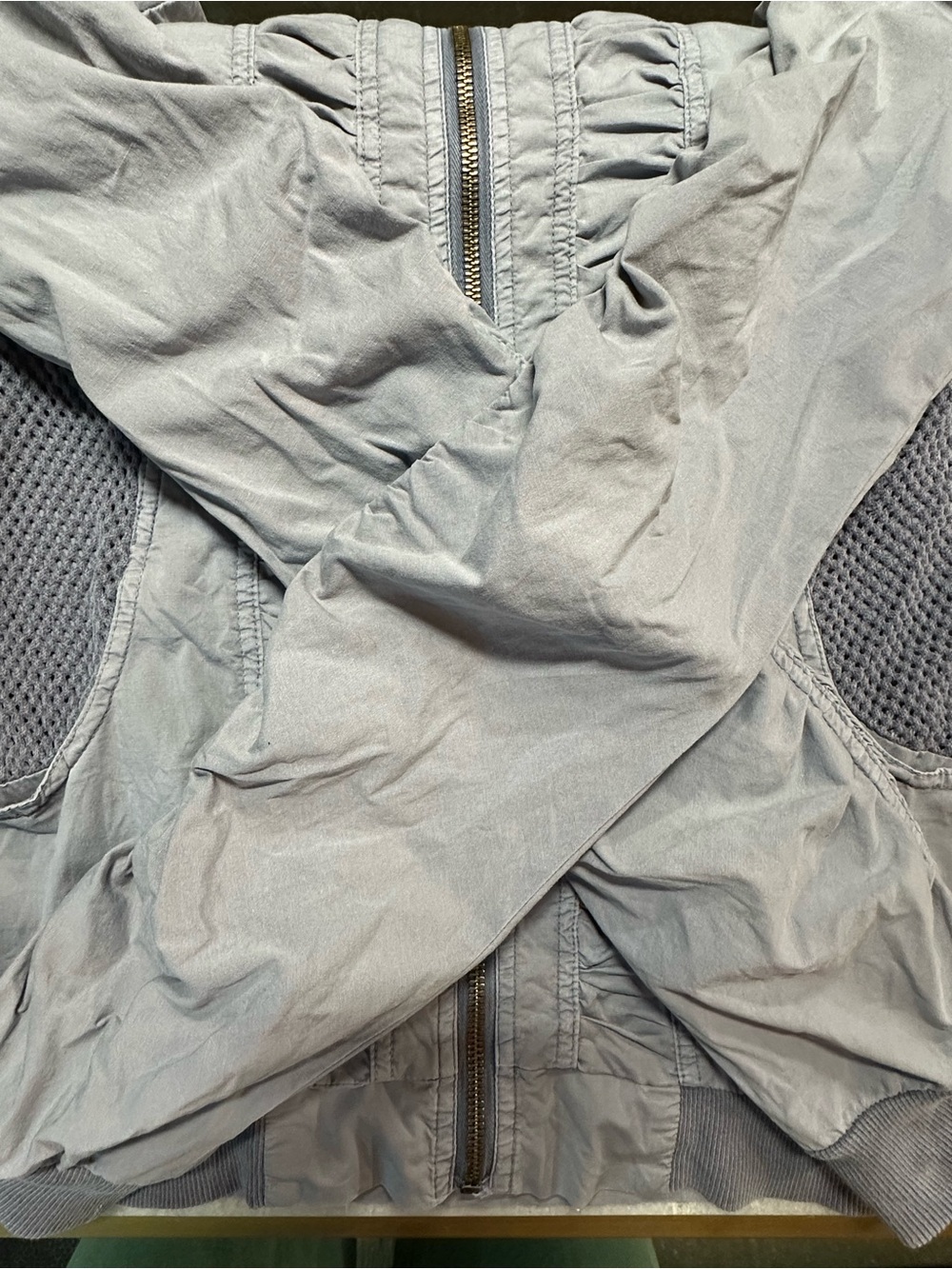 Wearables Gray Ruched Mesh Zip Jacket Size XS Utility Bomber - Picture 8 of 12